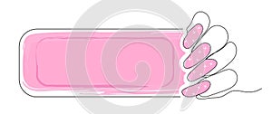abstract, trendy signboard under the text. hand with star in pink style. drawn modern inscription. for social network, header,