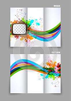 Abstract tri-fold brochure with tv