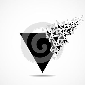 Abstract triangle with explosion on small splinters