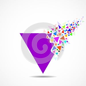 Abstract triangle with explosion on small splinters