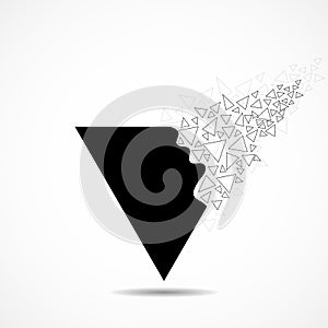 Abstract triangle with explosion on small splinters