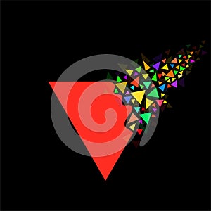 Abstract triangle with explosion on small splinters