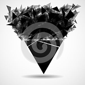 Abstract triangle with explosion on small splinters, geometric shape