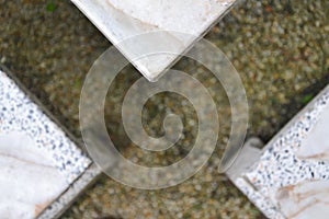 Abstract triangle granite table selective focusing at conor suitable for background backdrop