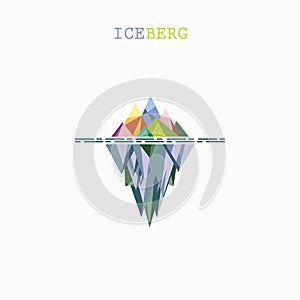 Abstract triangle iceberg vector logo design infographic template.Risk analysis iceberg vector diagram.Design for