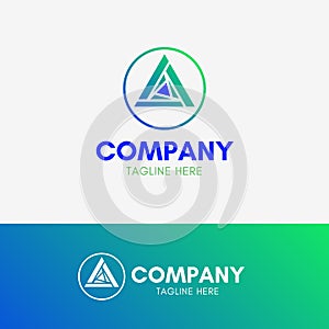 Abstract Triangle Logo with circle outline