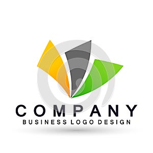 Abstract triangle shaped business Logo union on Corporate Invest Business Logo design. Financial Investment on white background