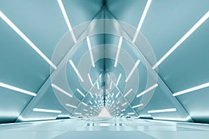 Abstract Triangle Spaceship corridor, futuristic background