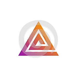 Abstract triangle spiral logo, pyramid symbol
