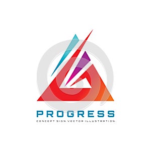 Abstract triangle - vector logo template concept illustration for corporate identity. Pyramid sign. Colored shapes. Progress