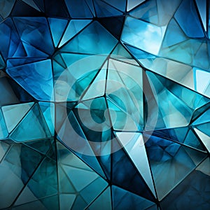 Abstract triangles harmonize blue, green, white, and lively cyan, a visual spectacle