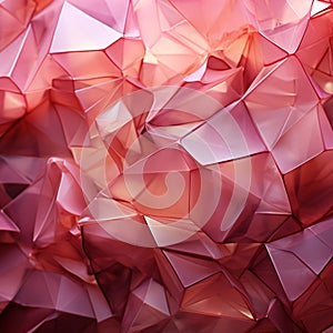 Abstract triangles harmonize shades of pink, white, and gleaming gold, visual enchantment