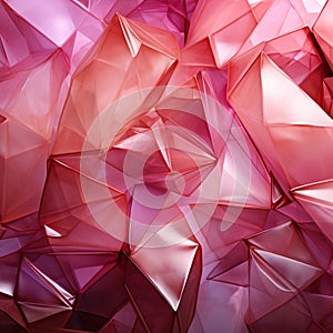 Abstract triangles harmonize shades of pink, white, and gleaming gold, visual enchantment