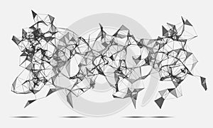 Abstract triangles space low poly. White background with connecting dots and lines. Light connection structure. Polygonal backgrou