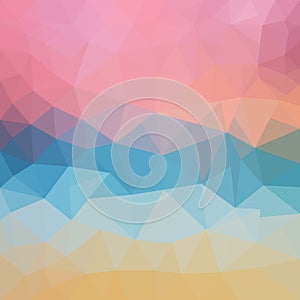 Abstract triangular background. Bright polygon texture of sea sunset for modern design. Vector illustration.