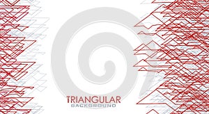 Abstract triangular background with outline red and grey triangles. Vector graphics