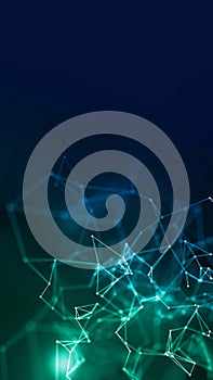 Abstract triangular networks connecting dots. Geometric plexus background