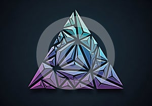 Abstract triangular pattern composed of smaller, faceted geometric