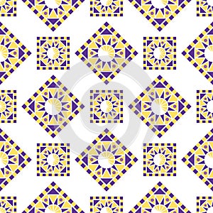 Abstract triangular polygonal shape kaleidoscope geometry seamless pattern template circle decorative vector.