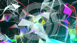 Abstract triangulation plexus with connections in space, background with connecting dots and lines, 3d rendering