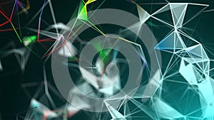 Abstract triangulation plexus with connections in space, background with connecting dots and lines, 3d rendering