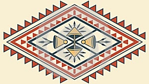 Abstract Tribal Diamond Pattern, Ethnic Geometric Design Element, vector design Generative AI