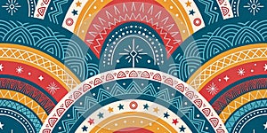Abstract Tribal Rainbow Pattern Vector Illustration, Geometric Design, Ethnic Art. Tribal, Pattern