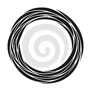 Abstract tribal round symbol. Circle made of stripes. Swirl, twirl design element