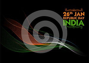 Abstract Tricolor banner with Indian flag for 26th January Happy Republic Day of India