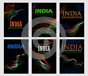 Abstract Tricolor banner with Indian flag for 26th January Happy Republic Day of India