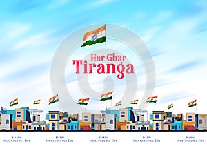 abstract tricolor banner with Indian flag for 15th August Happy Independence Day of India Har Ghar Tiranga photo