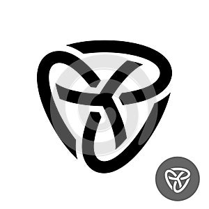 Abstract triple knot logo. Three ovals connected in a rounded triangle shape. photo