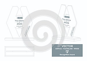 Abstract Trophy Vector Template, Business Trophy Distinction Award.