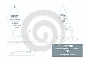 Abstract Trophy Vector Template, Business Trophy Distinction Award.