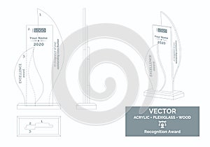 Abstract Trophy Vector Template, Business Trophy Distinction Award.