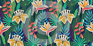 Abstract tropical collage floral pattern