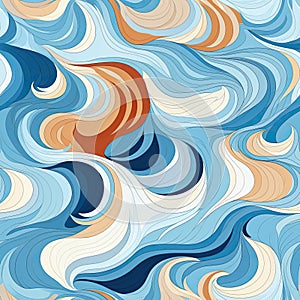 Abstract tropical waves with bright colors and various textures (tiled