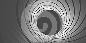 Abstract tunnel background. exit from the tunnel spiral grey radiance. 3D illustration