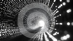 Abstract tunnel of light dot matrix data