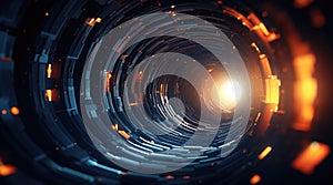 Abstract tunnel with light at the end, AI