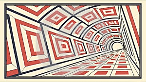 Abstract tunnel: mesmerizing optical illusion with dynamic patterns, vector design Generative AI
