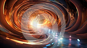 Abstract tunneling journey, captivating visuals convey complex ideas quantum, AI Generated