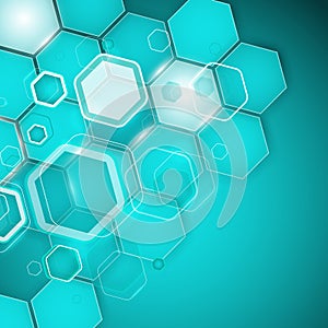 Abstract turquoise background hexagon. Vector illustration