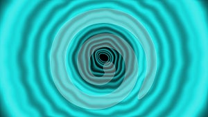 Abstract turquoise circular waves pulsate on black