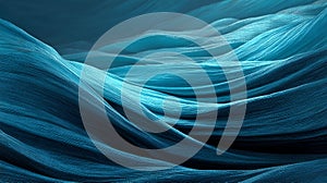 Abstract Turquoise Textile Waves Background, Dynamic Fabric Motion Texture Art