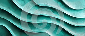 Abstract turquoise waving concrete stone cement waves curves 3d texture background, generative ai