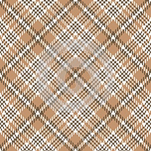 Abstract tweed vector pattern in brown and beige. Seamless hounds tooth tartan check plaid.