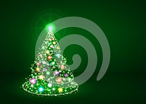 Abstract Twinkling Bright Colourful Christmas Fir Tree