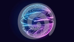 Abstract twisted, cosmic wormhole. Technology background. Data network. 3D rendering