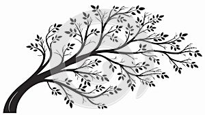 Abstract Twisted Tree Silhouette with Branches, vector design Generative AI
